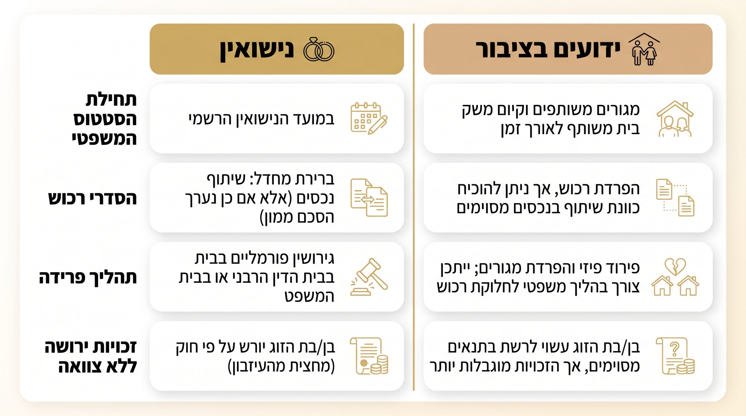 ההבדל בין ידועים בציבור לבין זוג נשוי